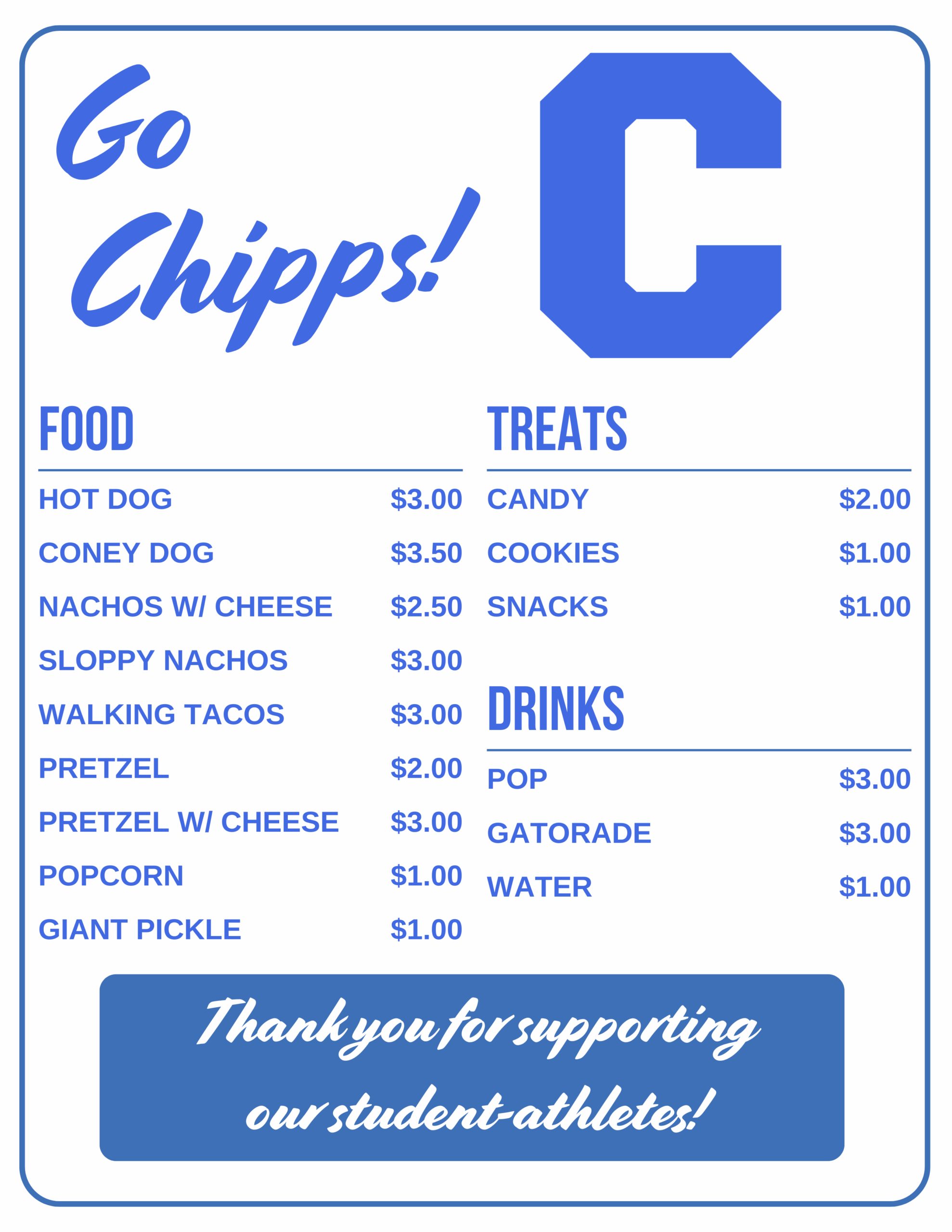 Concession Stand Menu for Athletic Events 🍿🏀